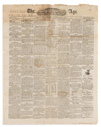 (PRESIDENTS.) Pair of newspapers with satirical full-page illustrations on the 1876 and 1884 elections.